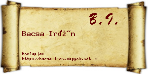 Bacsa Irén névjegykártya