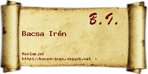 Bacsa Irén névjegykártya